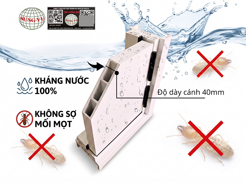 Kháng nước 100% và không sợ mối mọt